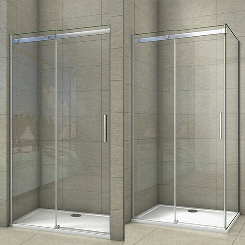 Frameless shower enclosure - shower,