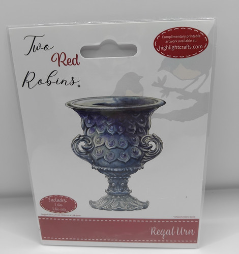 Two red robins - red, urn'