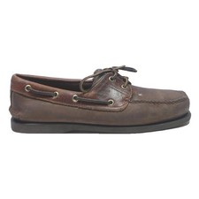 TIMBERLAND Mens Classic Leather Boat Shoes Brown UK 9 Casual Deck Slip-On
