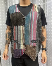 Traditional Patchwork Stonewashed Unisex Cotton Corduroy Hippie Waistcoat