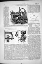 Old Print Four-Horse Vertical Boiler Engine Davey Paxman 1870 Microscope 19th