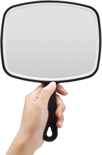 Black handheld plain mirror - black,