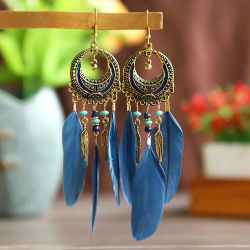 Pair boho feather bead - boho,