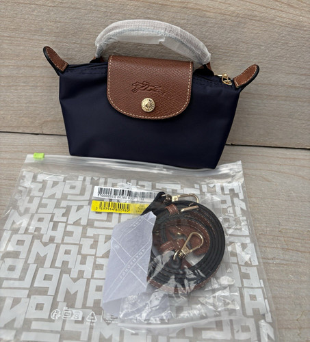 Longchamp navy nylon leather - longchamp,