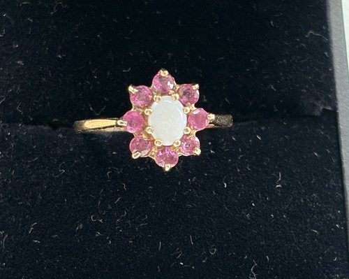 Vintage 9ct gold opal pink - opal,