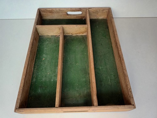 Vintage wooden cutlery tray - cutlery,