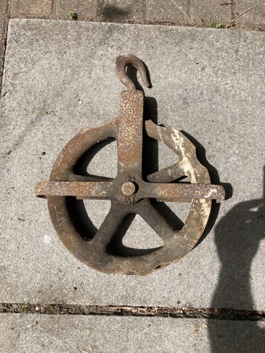 Antique iron pulley - antique,