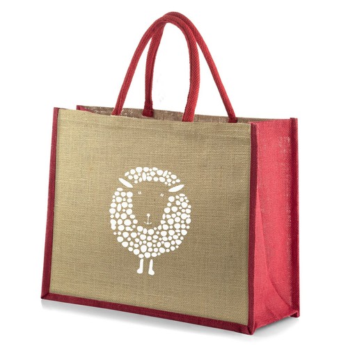 Large jute hessian red - red, trim