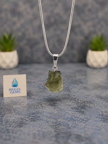Moldavite crystal pendant - moldavite,