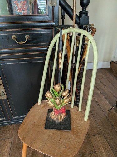 Large cast iron floral candle - cast,