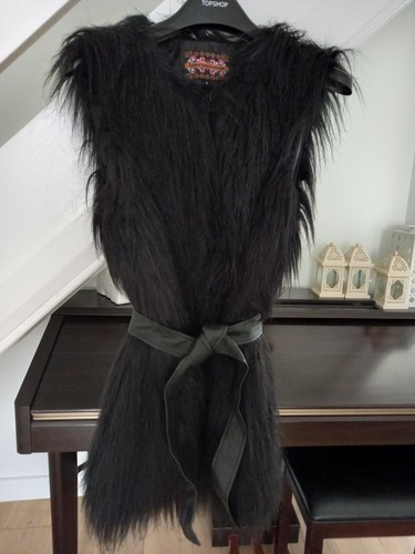 Black faux fur gilet - faux, 6