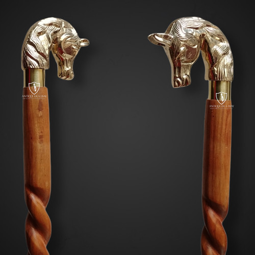 Horse head handle - horse, brass