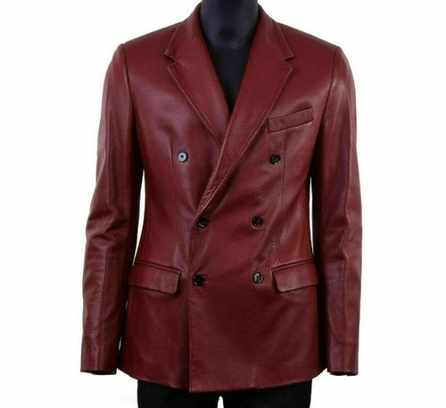 Men red real lambskin - real, biker