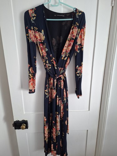 Zara trafaluc navy floral wrap - trafaluc,