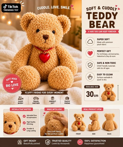 Soft cuddly teddy - soft,