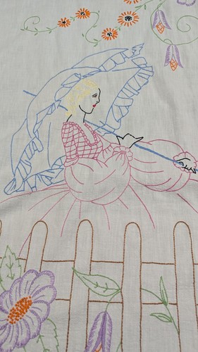 Vintage hand embroidered - hand, flat