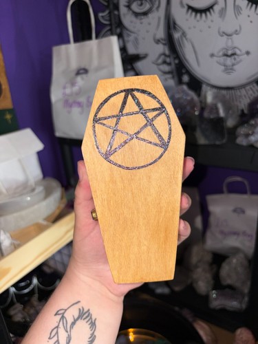 Wooden coffin trinket box with - wooden,