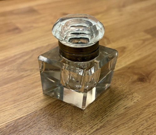 Heavy clear cut glass - glass, inkwell