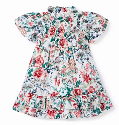 Girls white floral smocked fit - girls,
