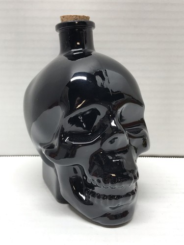 New black glass - skull, decanter
