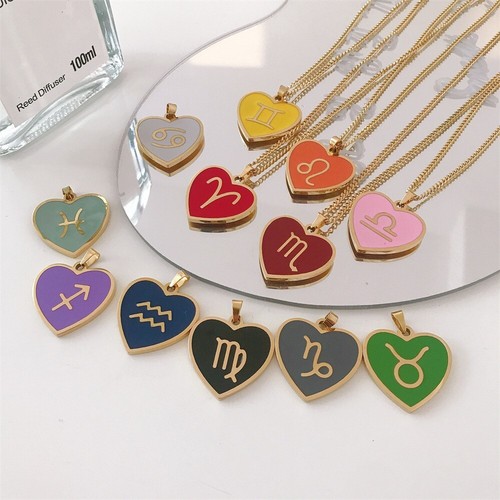 Colorful zodiac necklace with - colorful,