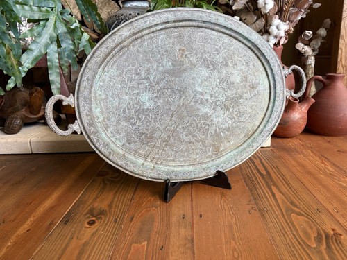 Vintage large brass engraved - vintage,