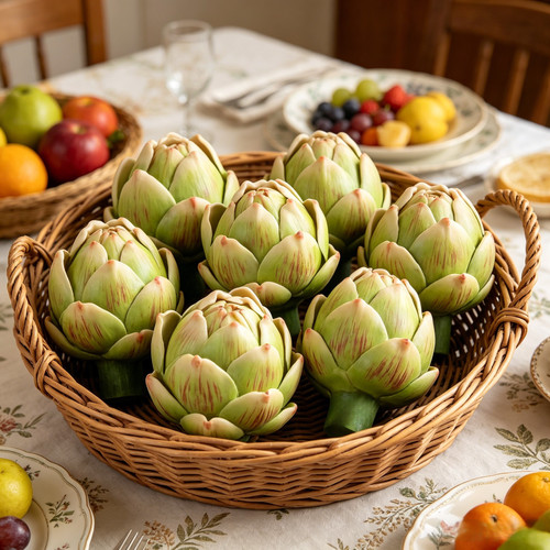 Green faux artichokes - faux,