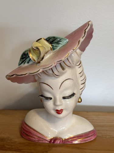 Vintage ceramic lady head - , vase