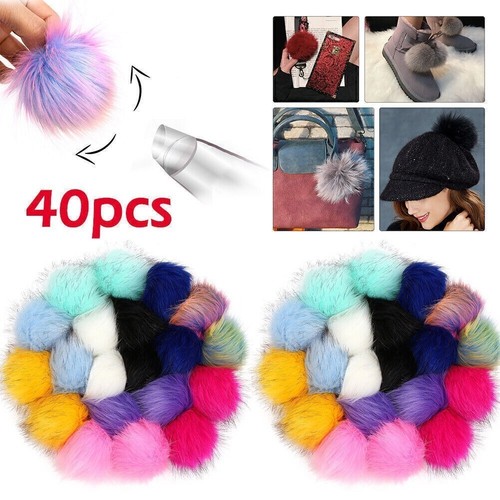 40pcs colorful faux fur pom - uk,