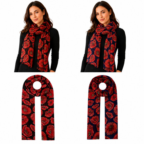 Large red poppy print - red,
