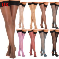 UK Women Sexy Oil Shiny Thigh High Stockings Nylon Long Over Knee Silk Stockings