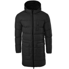 Mens Long Coat Puffer Jacket Padded Quilted Zip Up Longline Winter Coat, S-3XL
