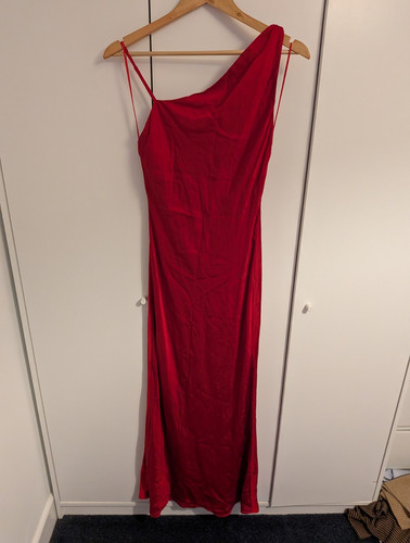 Zara women red satin - satin, maxi