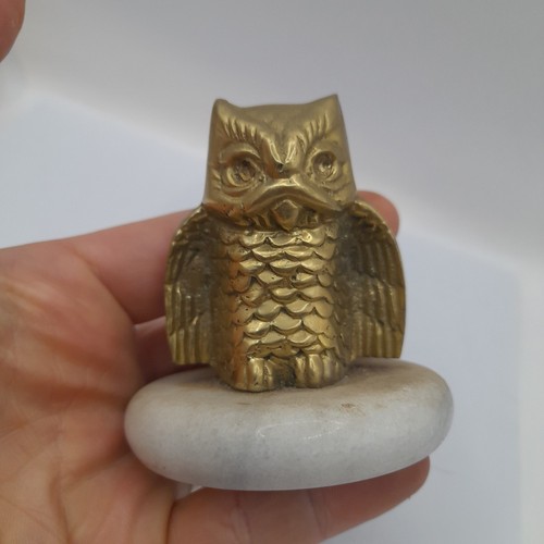 Small vintage brass owl - small,