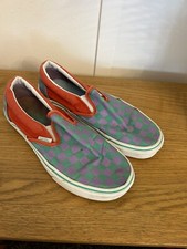 Vans Green Check Checkerboard Canvas Trainers Skate Shoes UK 4