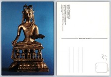 Continental Seated Bronze Buddha Statue Postcard