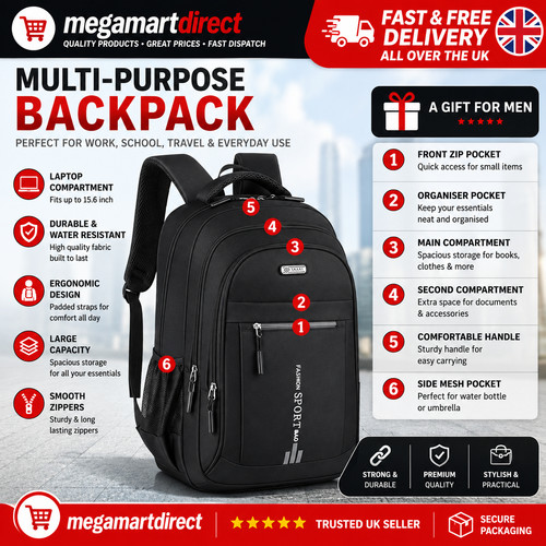 Black backpack rucksack - backpack, large