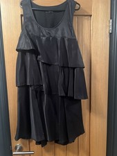 NEXT - Ladies Black Satin Frill RaRa Sleeveless Short Cocktail Party Dress - 12