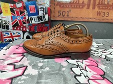 LOAKE Tan Buffalo Grain Brogues 641 T Vintage Brown Leather Derby Shoes UK 8