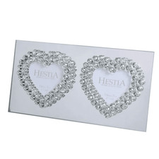 3" Photo Glass Mirror Double Heart Photo Frame