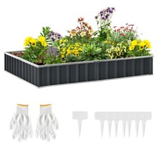 Outsunny Metal Raised Garden Planter with Gloves, Refurbished