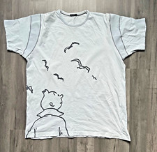 Vintage Tintin XXL Tee Top T-shirt Hergé Moulinsart Light Blue Adventures Retro