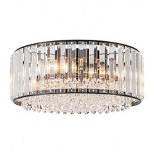 Modern Crystal Round Semi Flush Mount Ceiling Light Fixture Living Room Bedroom