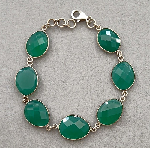 Silver jade oval bezel set - silver,