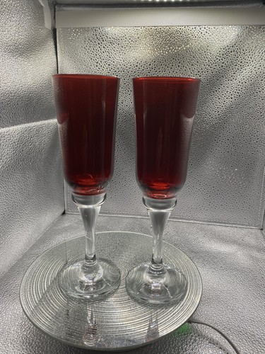 Champagne flutes glass ruby - glass,
