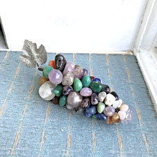 Vintage Semi Precious Stones Gemstones Bunch of Grapes 6" long Quartz Amethyst a