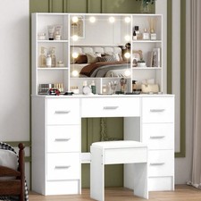 Dressing Table With Makeup Vanity , Draws Mirror And Stool