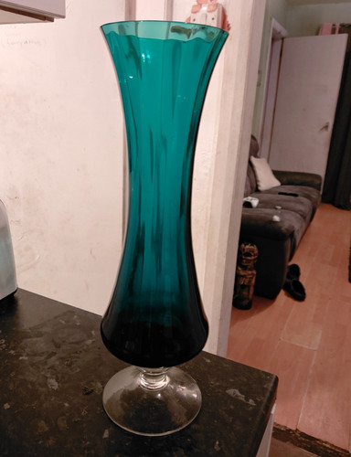 Teal clear glass trumpet - teal, &