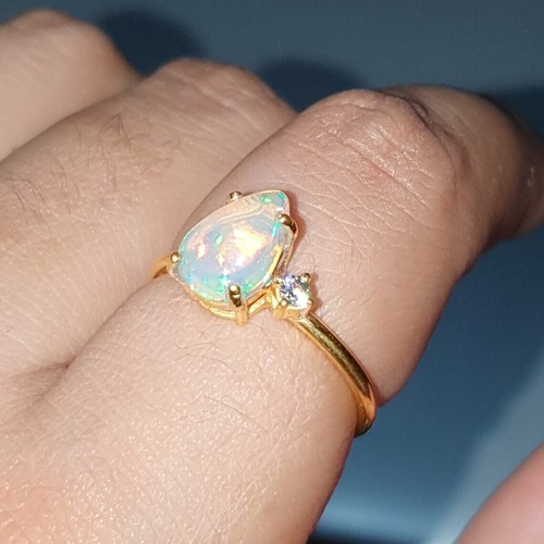 Natural ethiopian opal ring - natural,