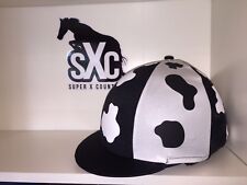SXC Moo Cow Print Animal Faux Fur or Wool Pompom Riding Hat Silks Custom 